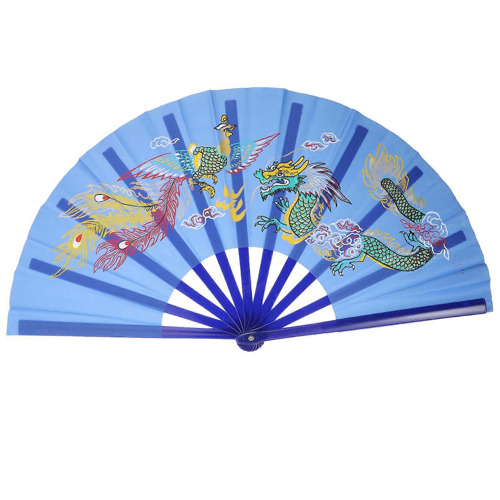 Foldable Dancing Fan Chinese Style Stage Prop Various Dances Dark Blue 63.00X33.00X1.50CM 1Pack