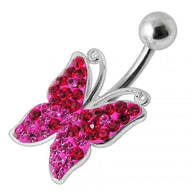 Butterfly Stones Silver Belly Ring