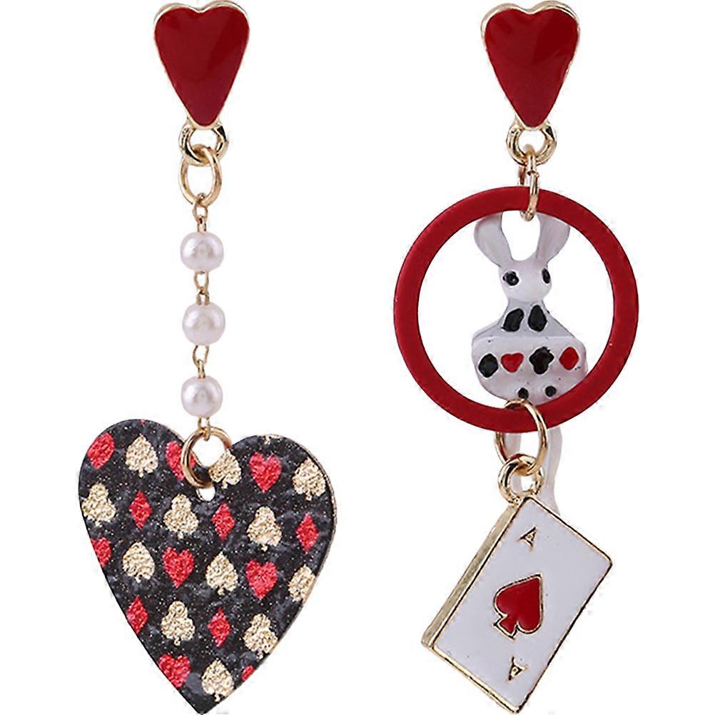 a refined and engaging product description for your **Asymmetrical Dangle Earrings with Heart Bunny Design**, tailored for e commerce or marketing