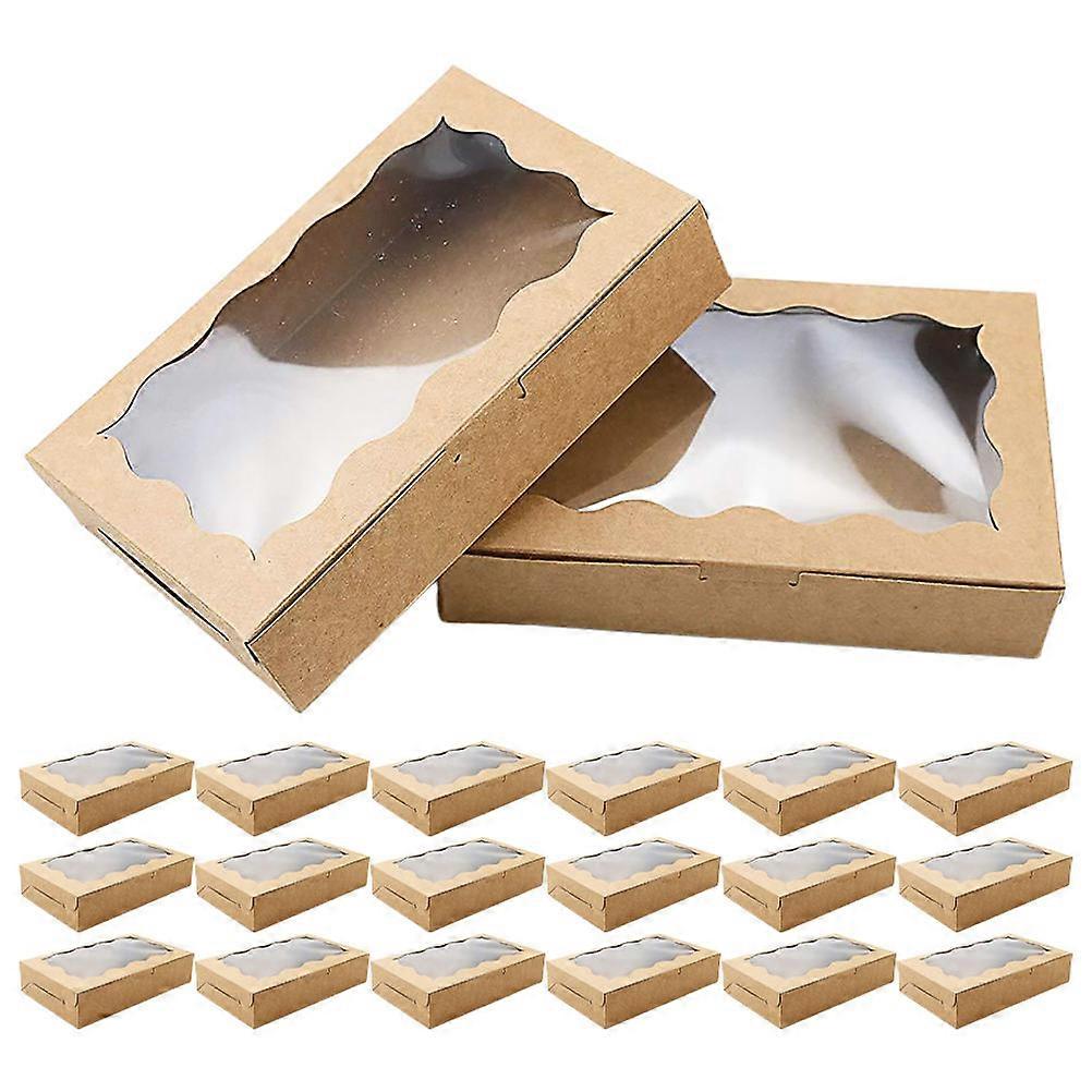 Treat Boxes For Desserts Bakery Use Rectangular Shape Kraft Paper Material Elegant Design 20Pcs