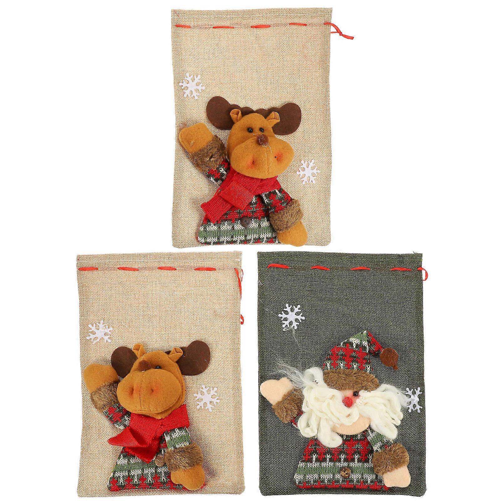 Christmas Party present Bags With Drawstring Design For Candy Wrapping Assorted Color 27.40X19.00X2.00cm 3Set