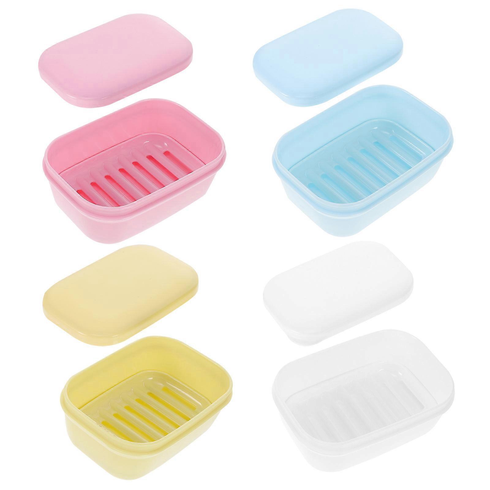 Soap Dish With Lid Double Layer Soap Box Drainable Extend Soap Life For Bathroom And Kitchen Sinks 4Pcs
