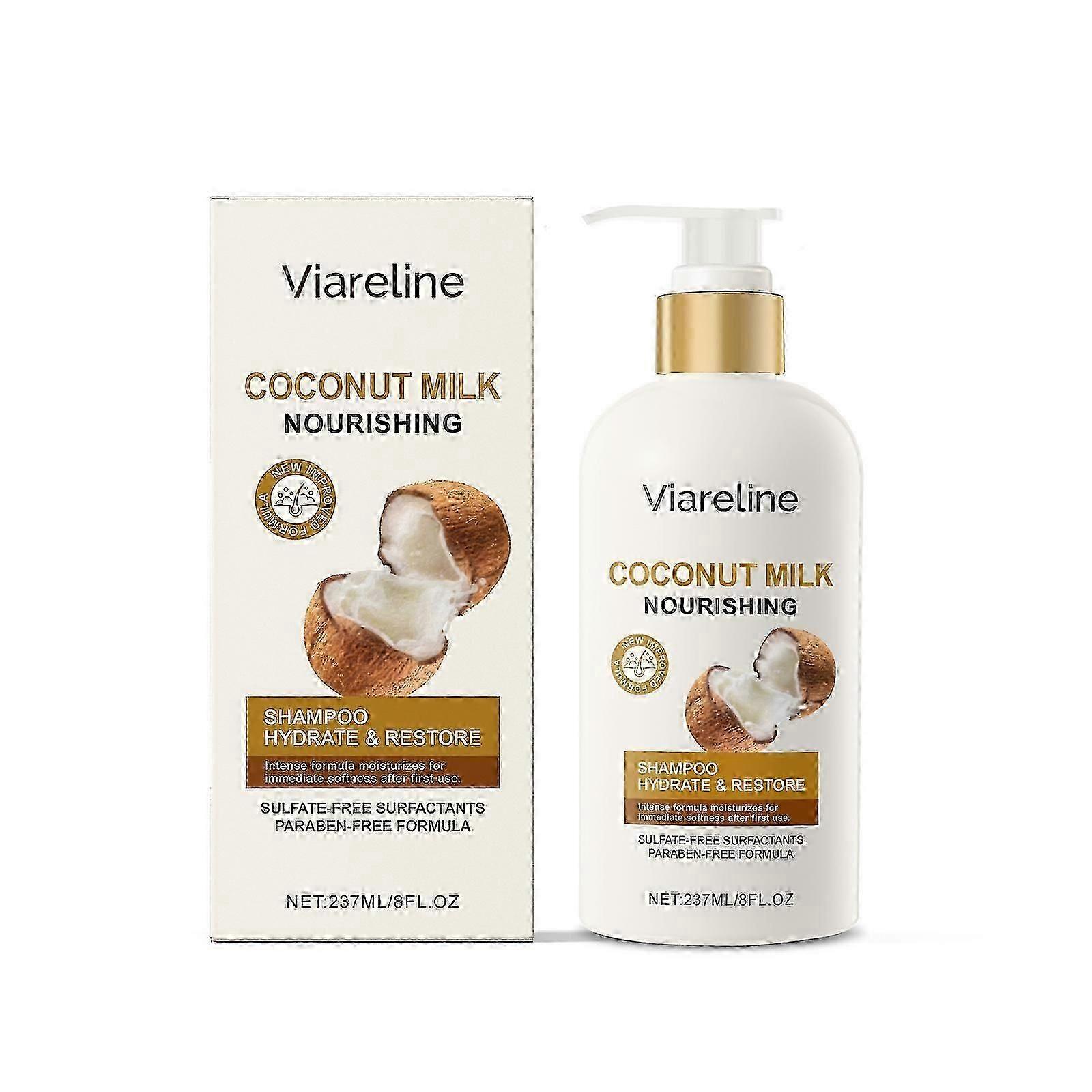 Viareline Coconut Milk Shampoo Gentle Cleansing Scalp Nourishing Moisturizing Smooth and Shiny Shampoo