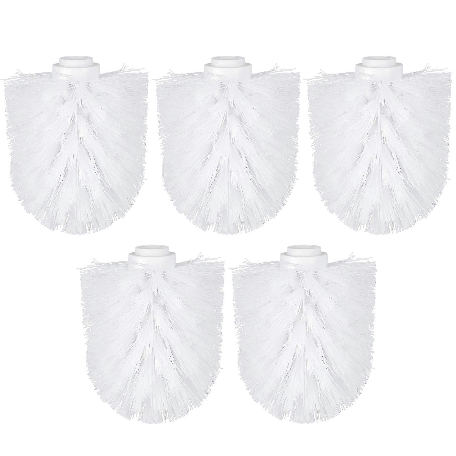 Toilet Brushes Replacement Stain Removal Threaded Connector Compatibility White Color 5Pcs
