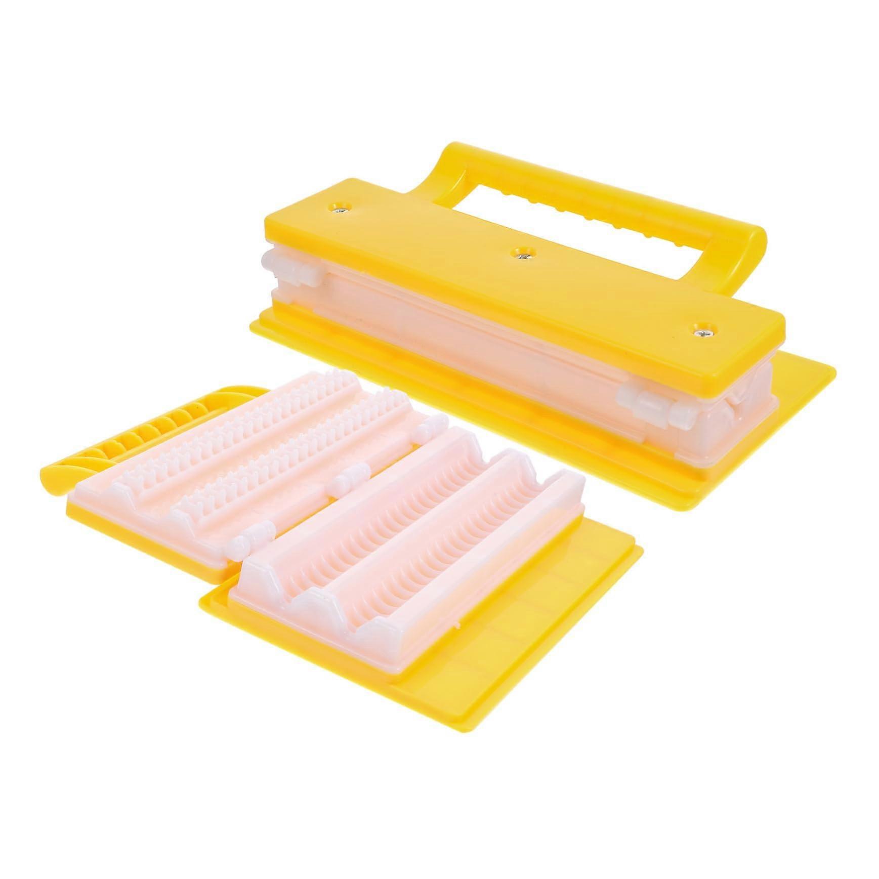 BBQ Skewers Pack of 2 Wire Frame Rolling Grill Basket Indoor Outdoor Cooking Tool ABS Yellow Fast Kebab Maker