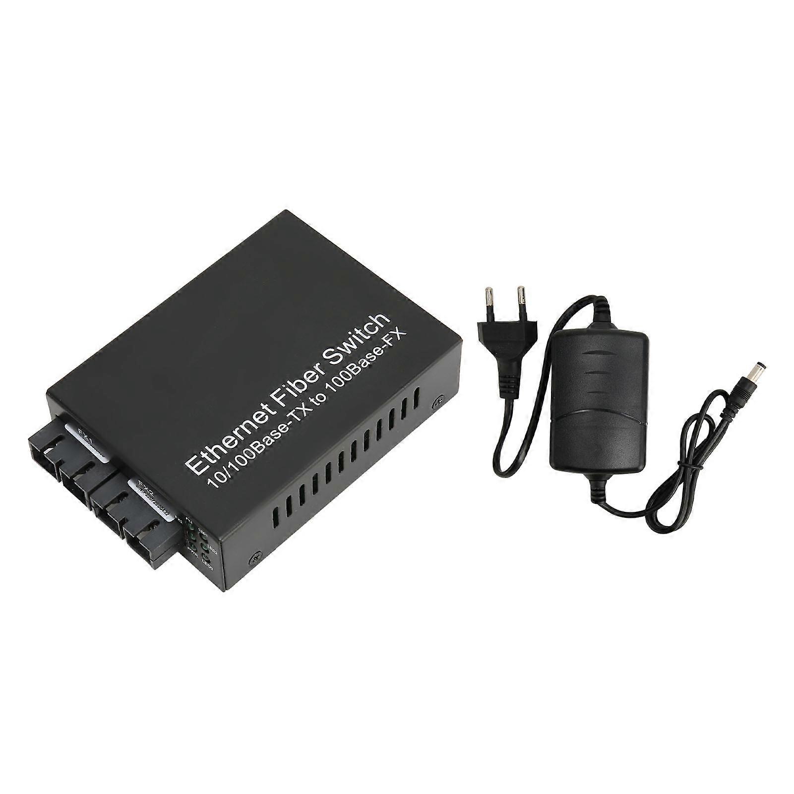 Fiber Optic Media Converter Tx1310nm SC Dual Fiber Single Mode 100Mbps Fiber Optic Transceiver Up To 25km RJ45 Port 100-240V EU Plug