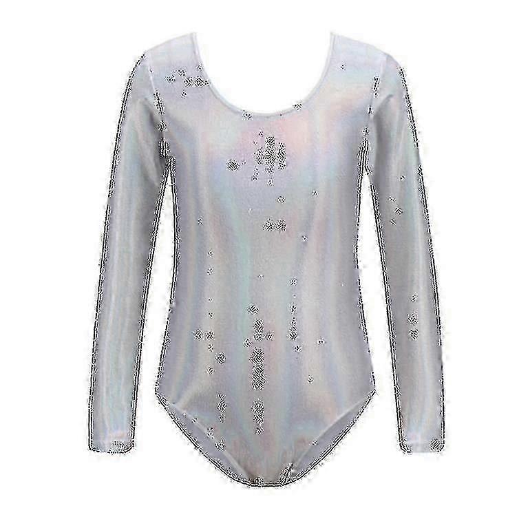 Błyszczące trykoty gimnastyczne z długim rękawem dla dziewczynek