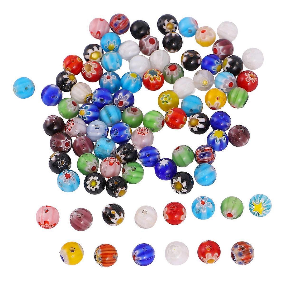 Jewelry Making Accessories Diy Bead Round Loose Beads Multi Coloured Glaze For Bracelets Craft Projects 0.8x0.8x0.8cm 100Pcs