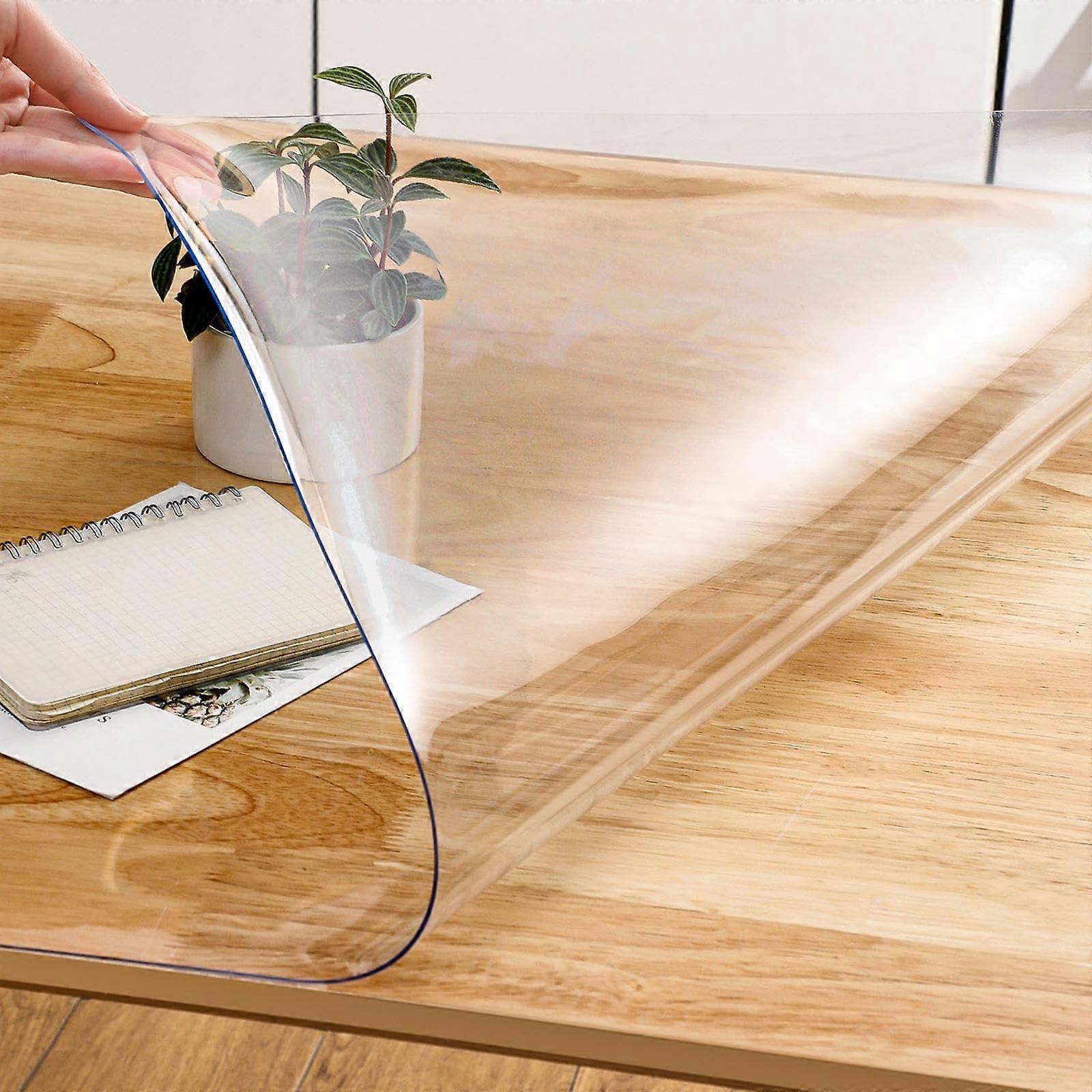 PVC Clear Tablecloth Cover, HeavyDuty Transparent Table Protector, Wipeable for Office Home Kitchen, 90x140cm/35.4x55in
