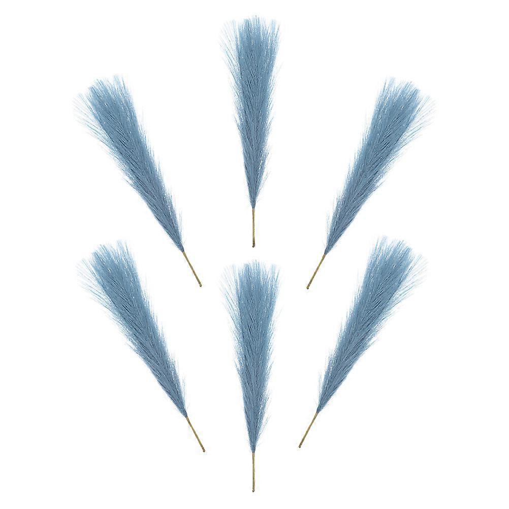 Faux Pampas Branches Artificial Pampas Stems Dark Blue Decoration Vase Filling 6Pack