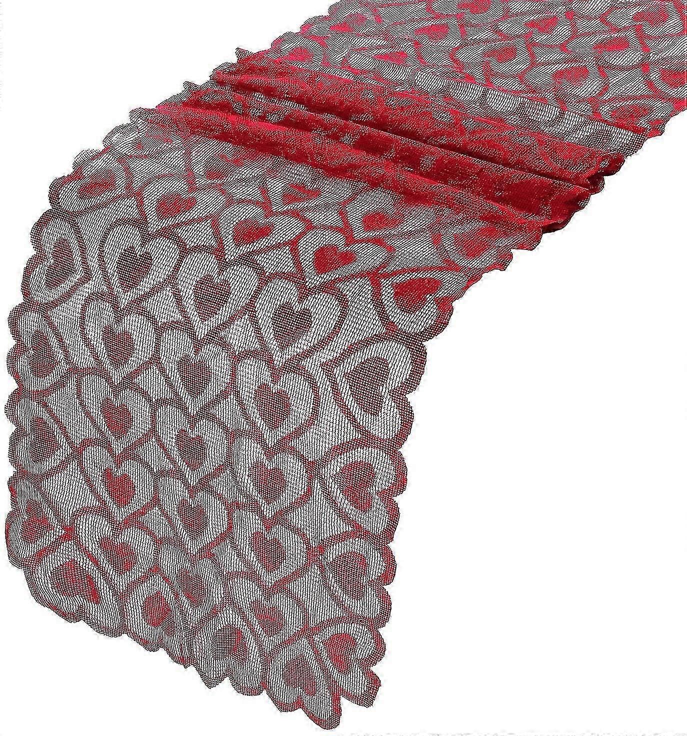 Valentines Table Runner, 14 * 72 polegadas coração de renda vermelha para aniversários de pedido de casamento