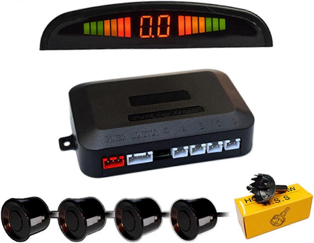 Reversing Radar for Car, 4 Universal Sensors with LED Color Display, o (Black)