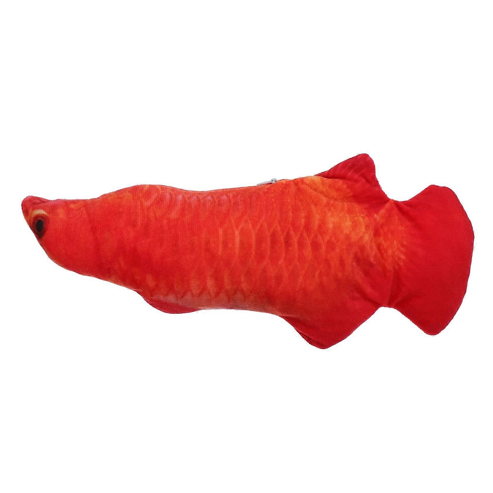 Simulated Fish Toy for Cats, Floppy Floppy Robot Fish, Short Plush Catfish, Red Color, Interactive Water Play