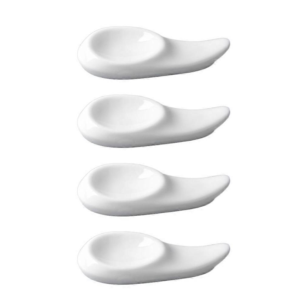 White Ceramic Chopstick Rests Set of 4   Decorative Holder for Chopsticks, Spoons & Forks   Elegant Tableware Storage for Home & Restaurant Use