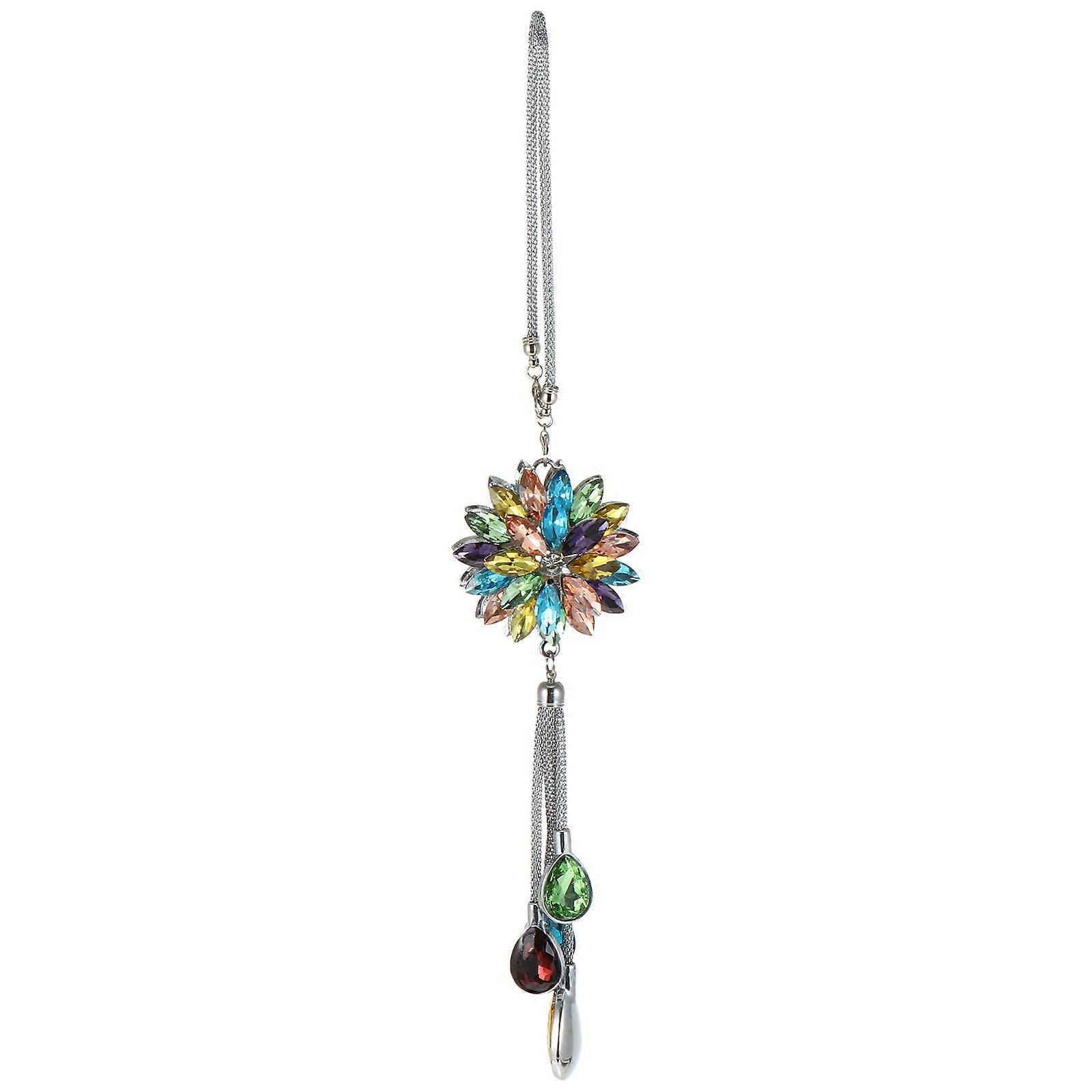 1pc Crystal Camellia Car Hanging Ornament Car Rearview Mirror Crystal Pendant