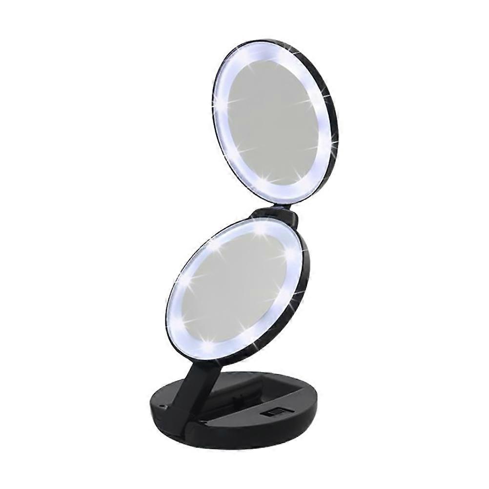 1Pc Folding Makeup Mirror Travel Portable Compact Makeup Mirror (Black)