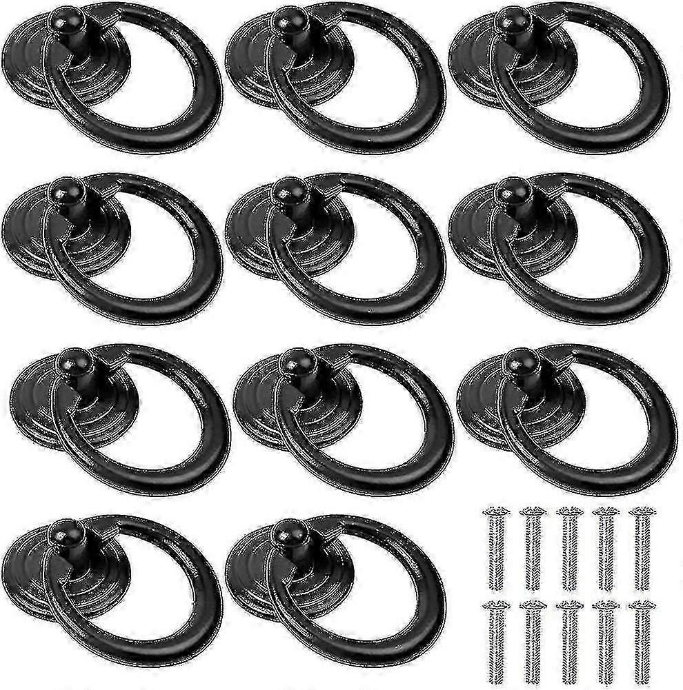 10 Pack Black Cabinet Handles Metal Door Knobs Drawer Rings Classic Pulls H