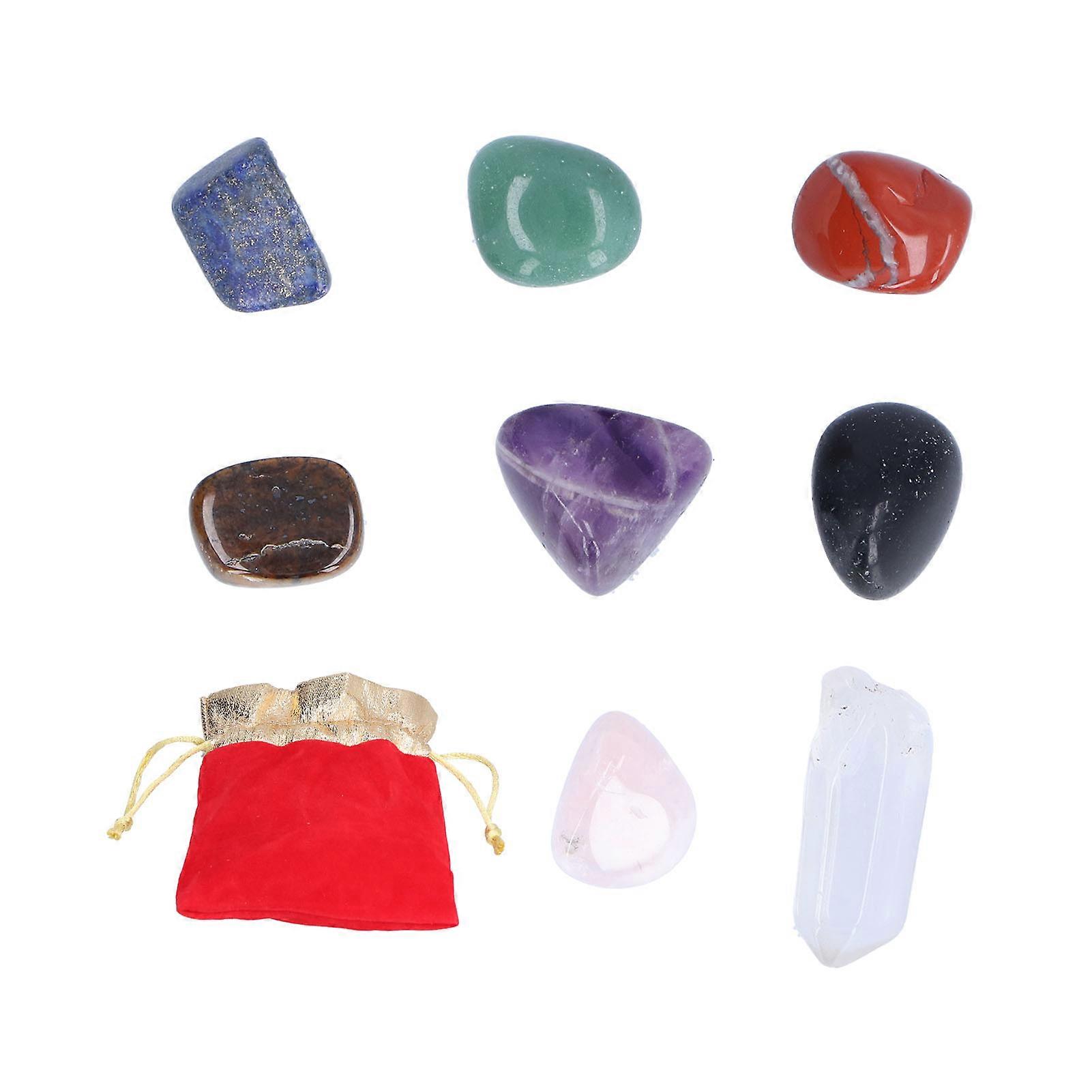 8 Kinds Crystal Gemstones Healing Chakra nce Stone Set with Storage Bag for Home Office