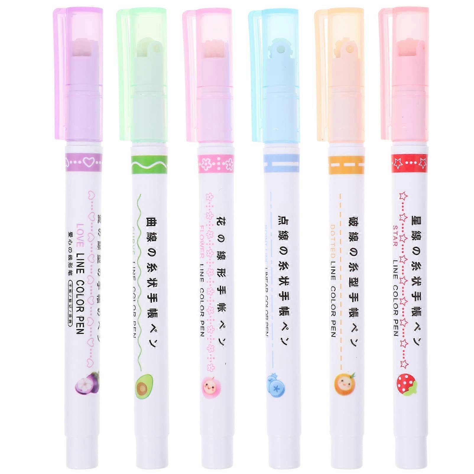 Pack of 6 Outline Markers Professional Drawing Fine Tip Markers