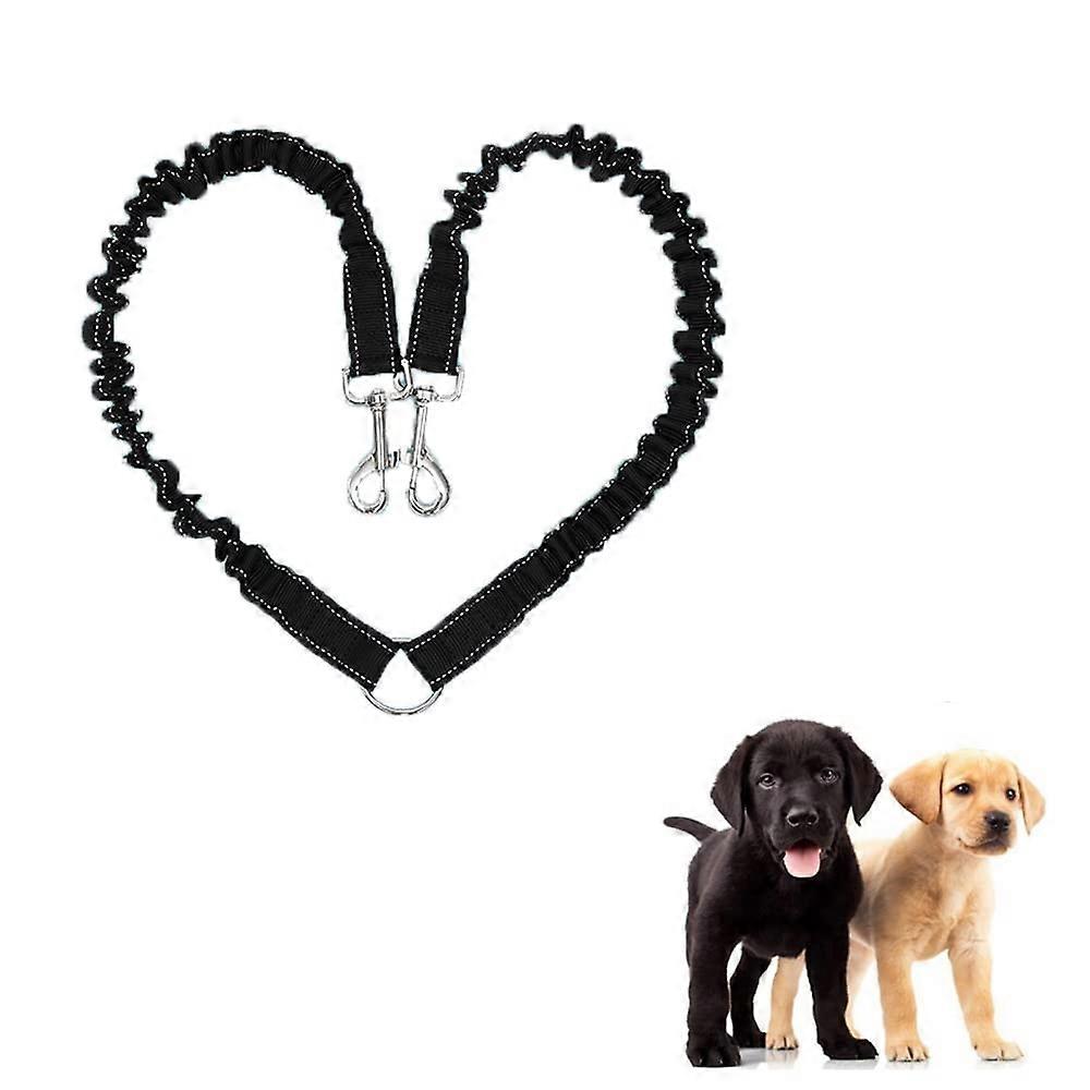 Double Dog Leash for 2 Dogs, Adjustable 360° Swivel Dual Dog Lead, TwoDog Walking Training Leash for Small, Medium, and Large Dogs, Black