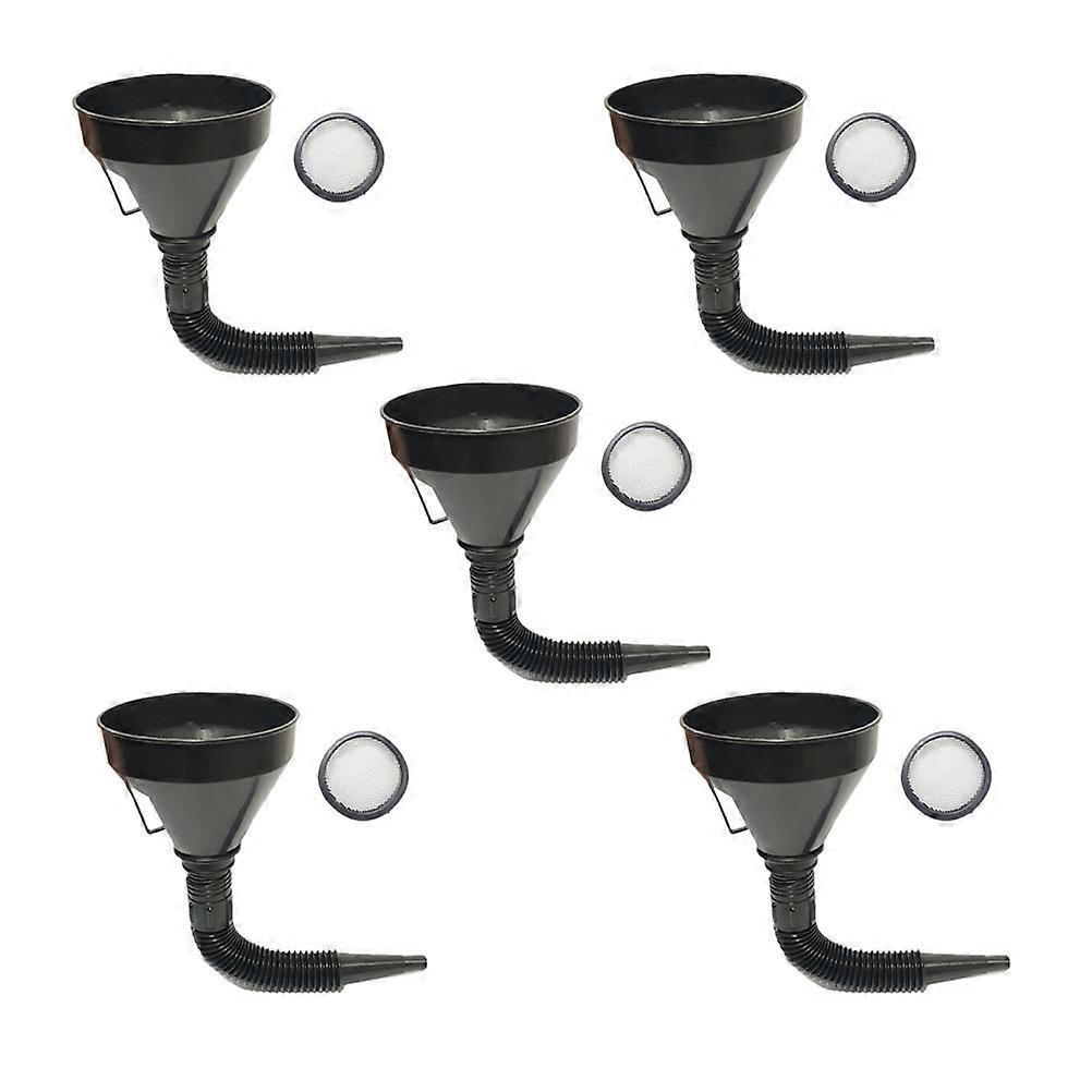 Gasoline Funnel for Cars and Motorcycles Thickened Engine Oil Fluids Kerosene Funnel with Mesh Screen Filter 5Set
