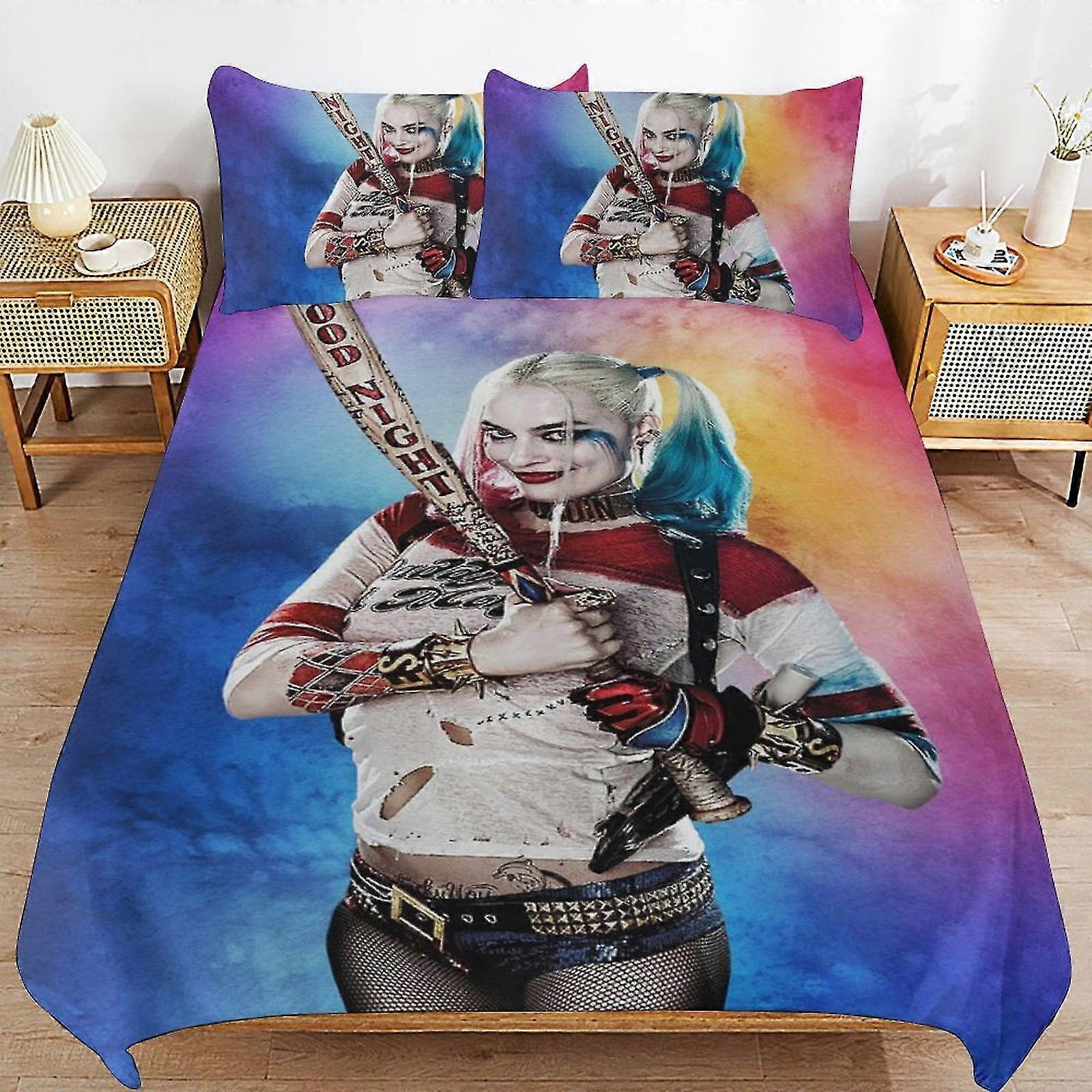 Conjunto de Cama de Desenho Animado Fofo com Impressão 3D, Decoração de Quarto Leve, 1 Capa de Edredom e 2 Travesseiros, Adequado para Crianças 79x90