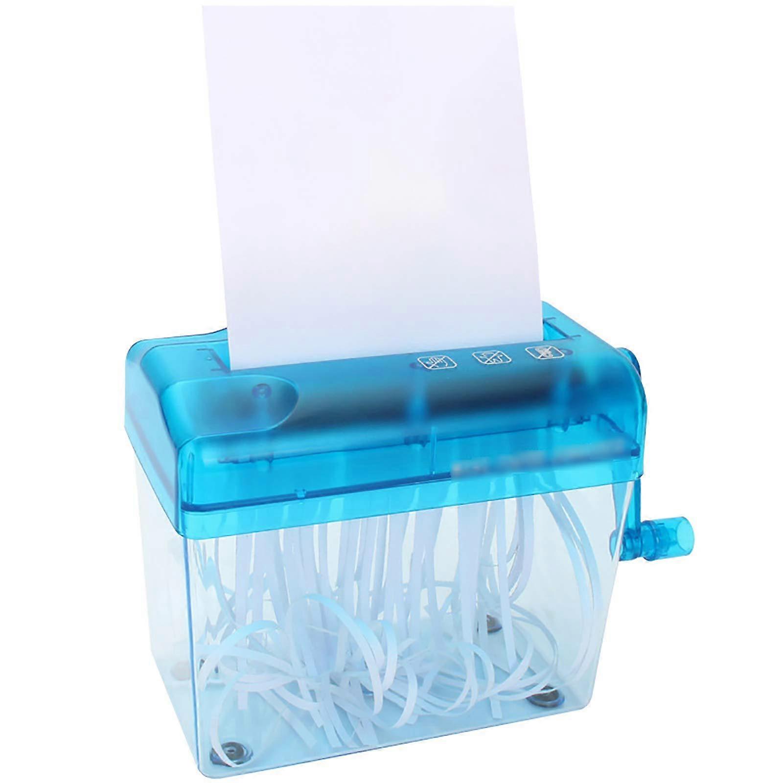 Portable file shredder, mini hand crank household file shredder, straight cut, destruction, office files, family documents, clear Klar