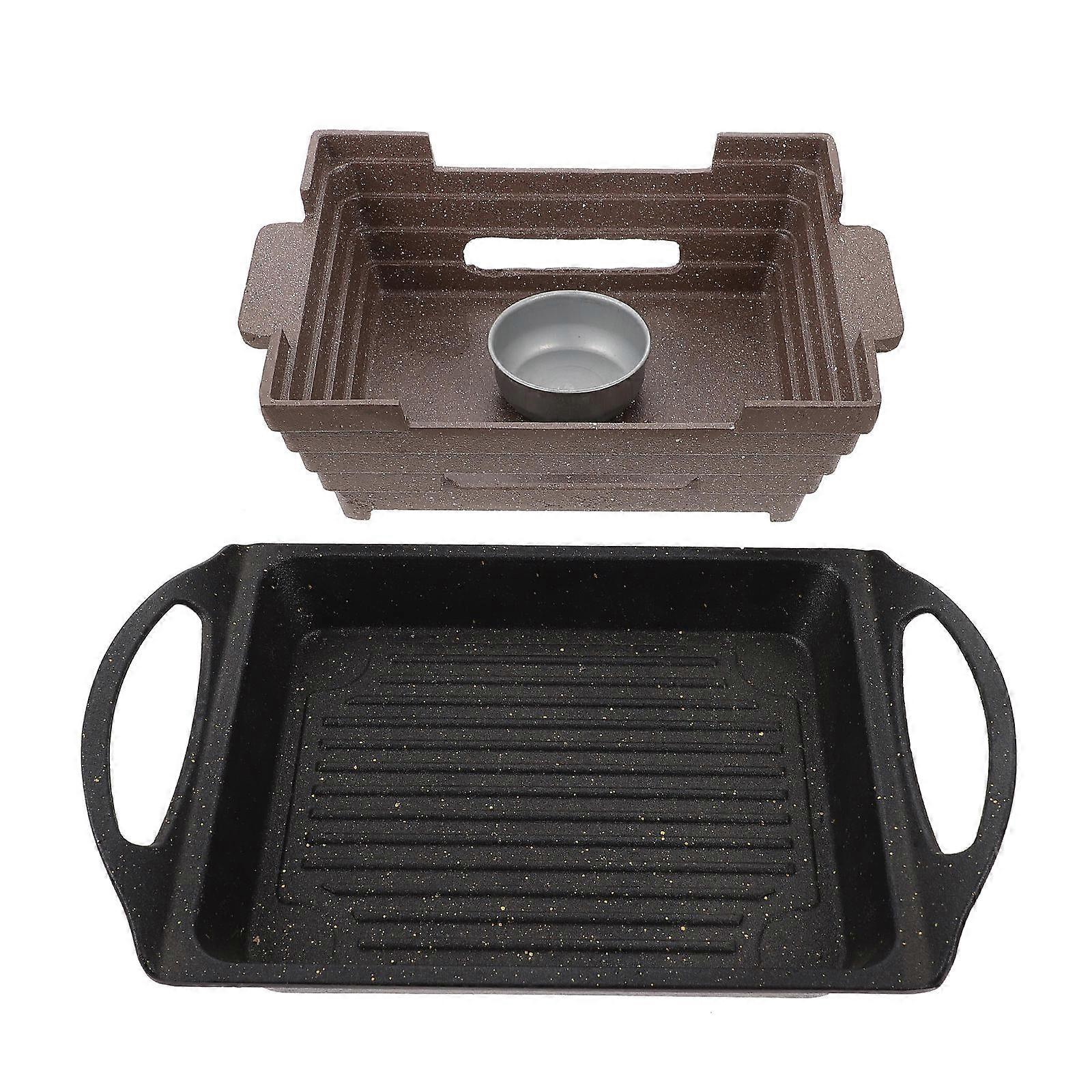 Grill For Bbq Grilled Fish Stove Barbecue Lovers Outdoor Enthusiasts Makgeolli Stone Coating 29x22x15cm Portable 1Pc