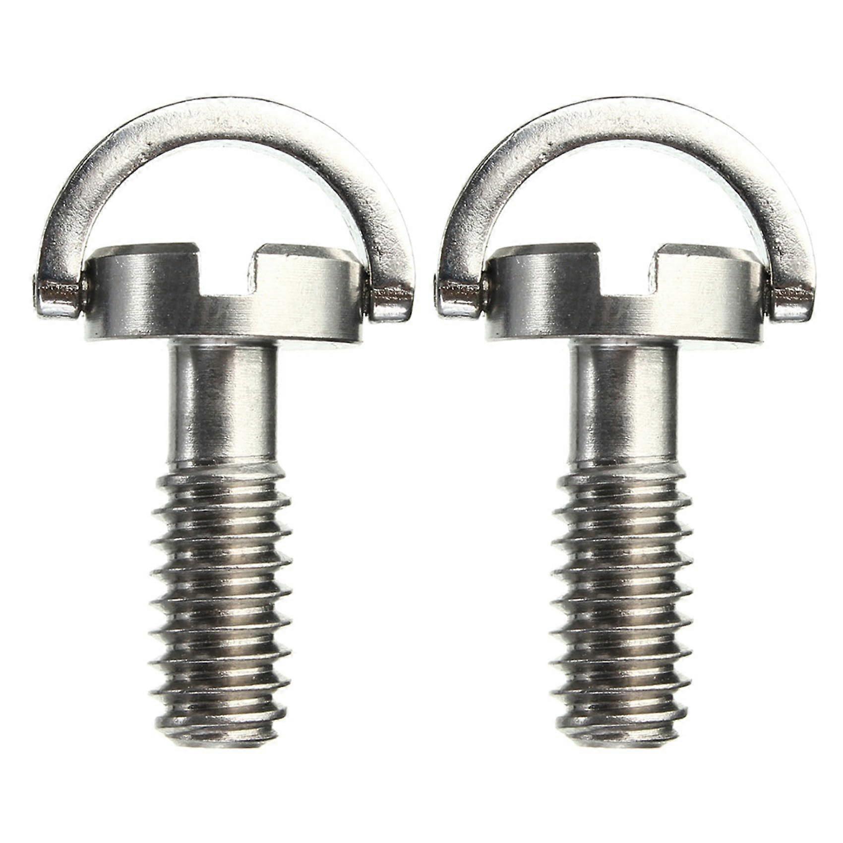 2 x Long 1/4 Inch Ring Screw Stainless Steel for Camera Tripod Quick Release Plate Silver