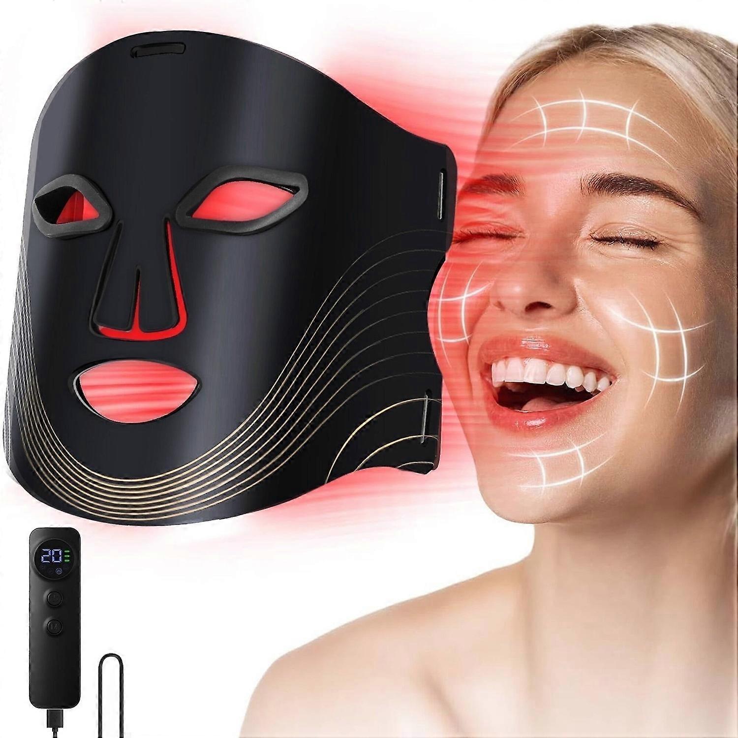 Red Light Therapy For Face, 4 Modes Led Face Mask Light Therapy With Remote, Portable Light Therapy 