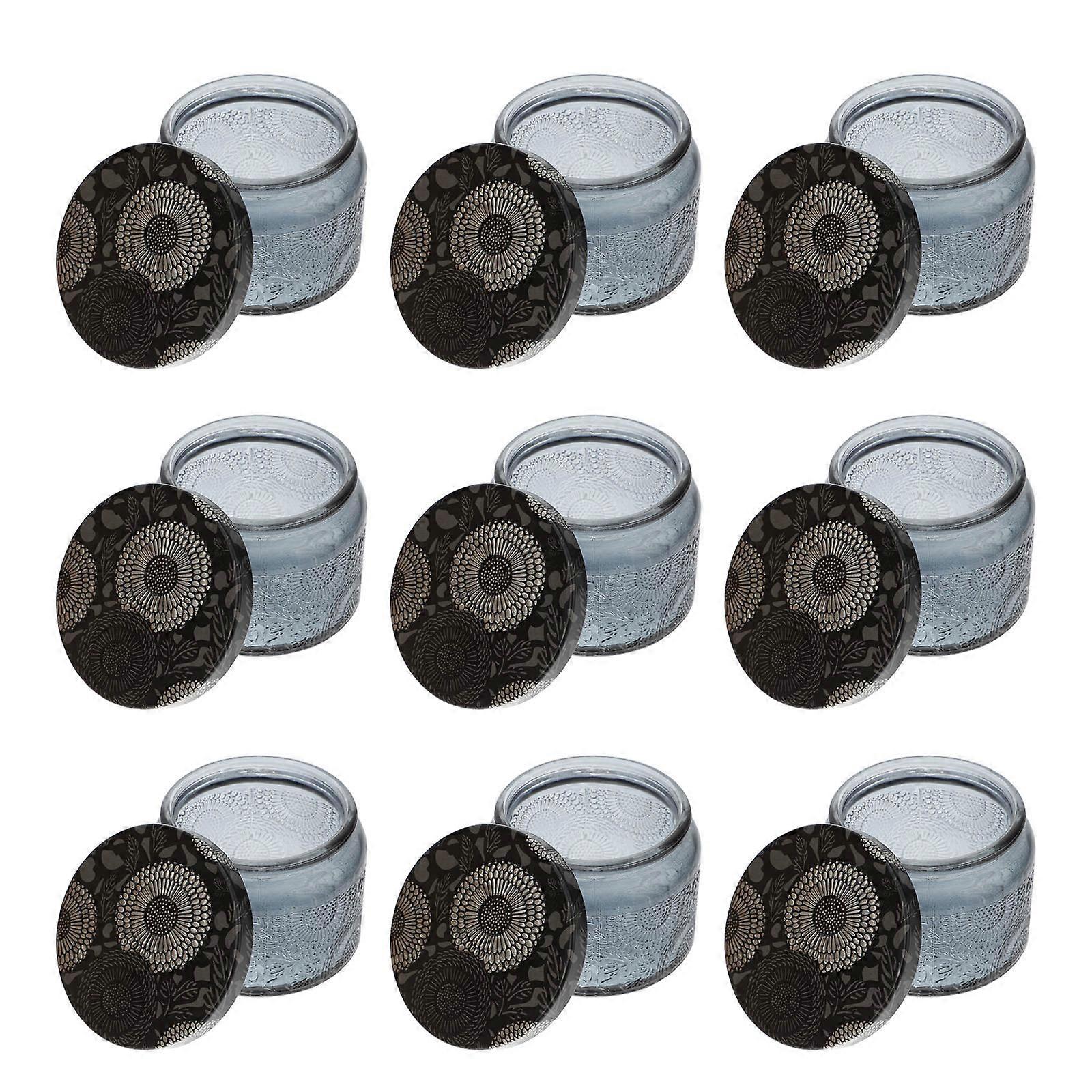 14pcs Embossed Glass Candle Containers Empty Round Candle Making Jars with Lids