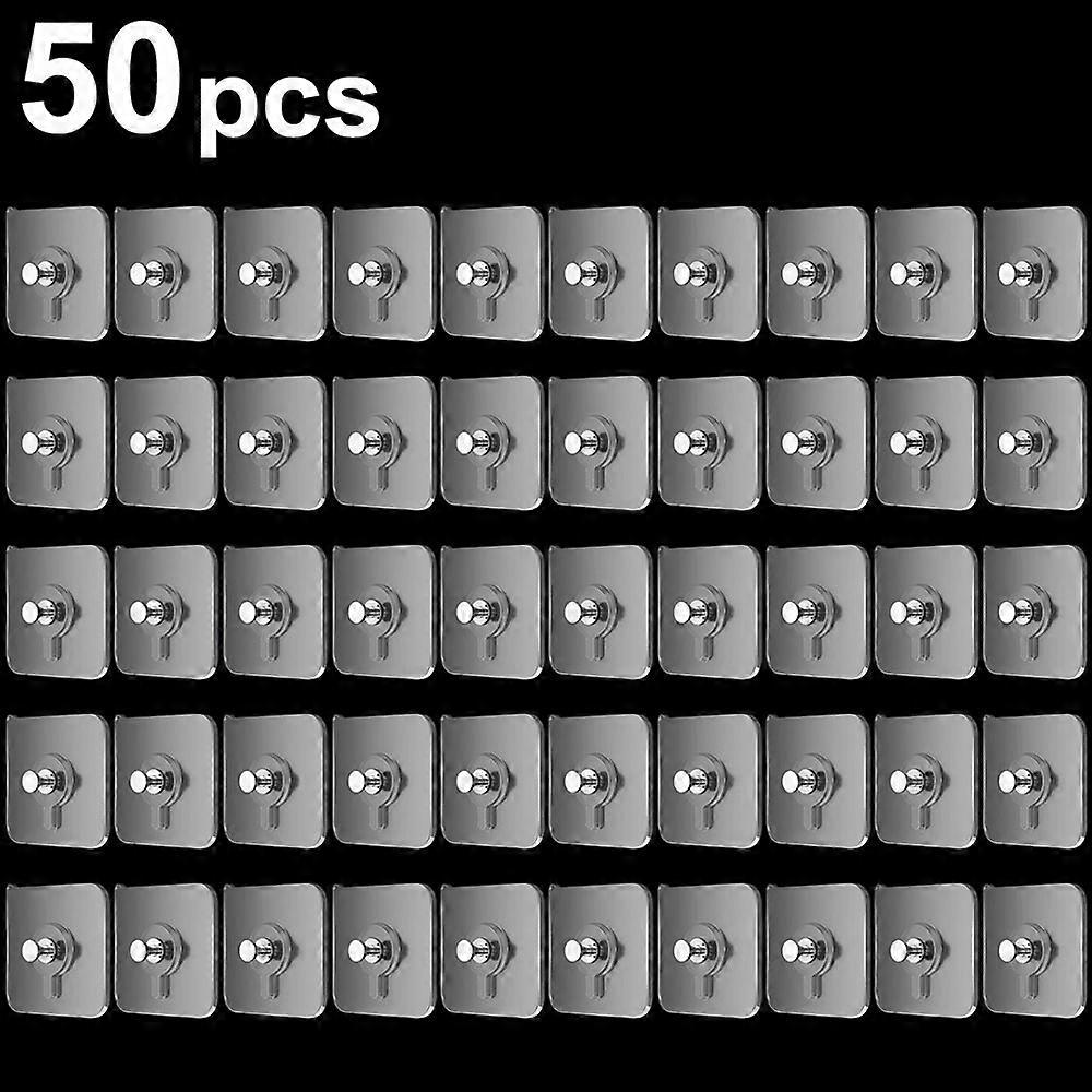 50Pcs Transparent Adhesive Hook No Drilling Traceless Wall Mount Screw for Picture Frames Clocks