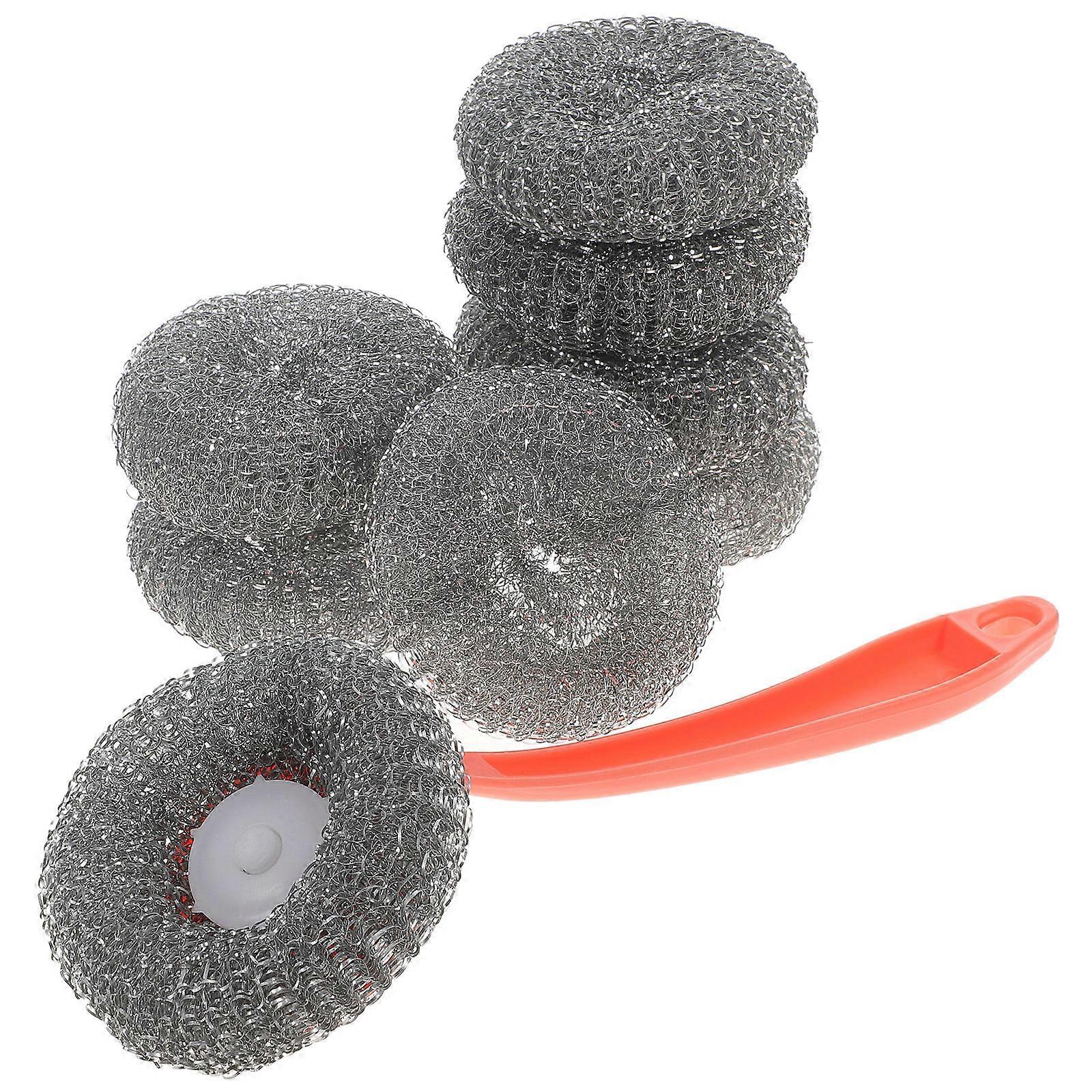 Stainless Steel Cleaning Brush Set for Kitchen Use with Green Handle Easy to Apply Force and