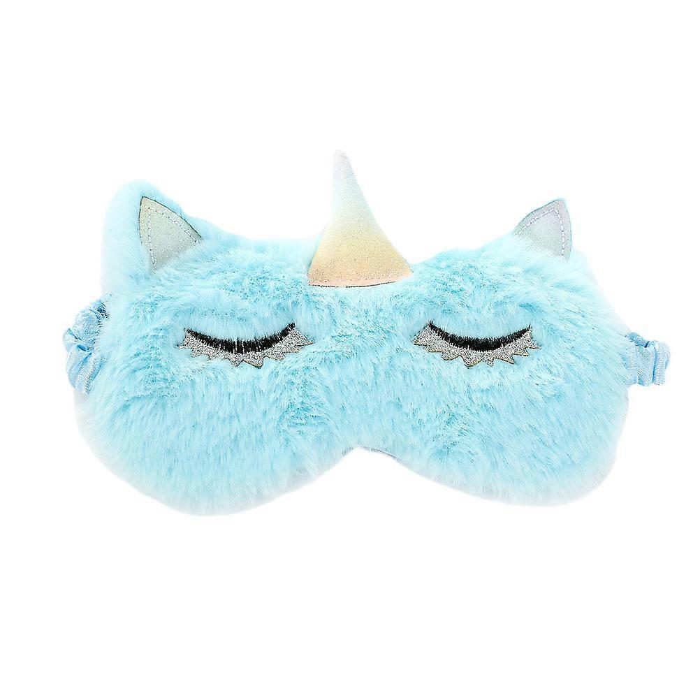 Sleeping Unicorn Design Sleep Eyeshade Sky Blue Lightweight Comfortable Protective Cover for 19.5*8.5cm 1Piece