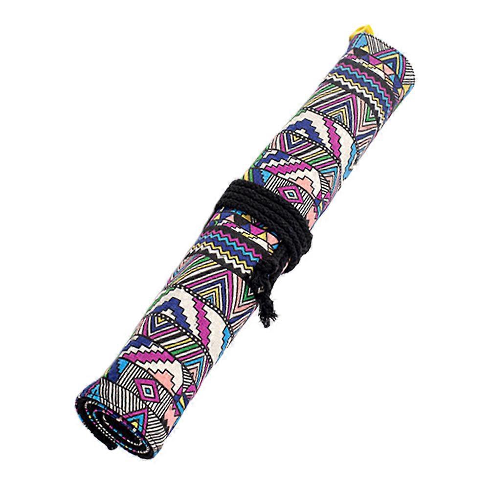 Large Capacity Slot Canvas Brush Holder   Custom Print Roll Up Storage Case for Paint Brushes & Cosmetics Organization & Transport