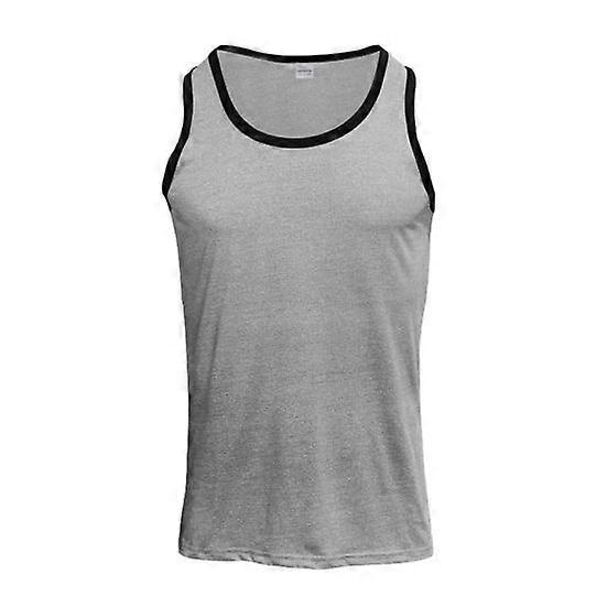 Men Sport Vest Round Neck Sleeveless Block Vest Slim Fit Color Fitness Tops Stretchy Bottoming Tops