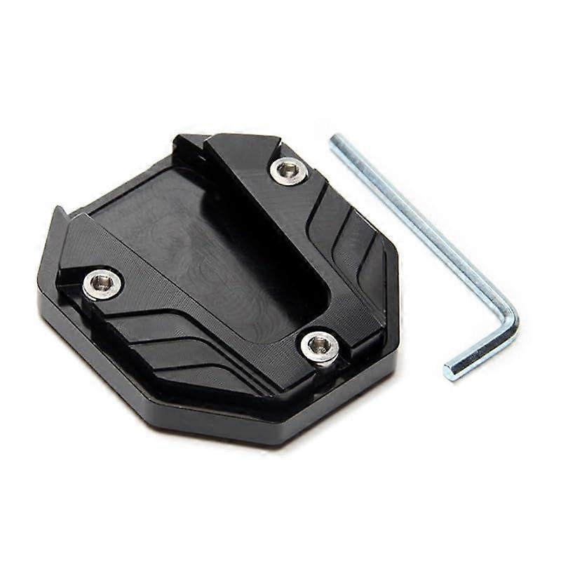 Side Stand Foot Extender for Motorcycle and Bicycle - Anti-Skid Pad with Enlarged Base, Black Support for Stability