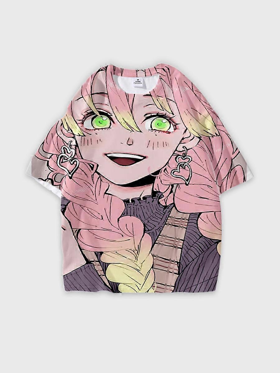 T-shirt round neck Character Pattern loose short sleeve P2439