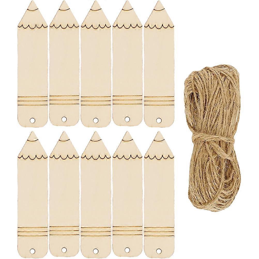 Wooden Bookmarks Unpainted for DIY Use 10Pcs Khaki Pencil Shaped