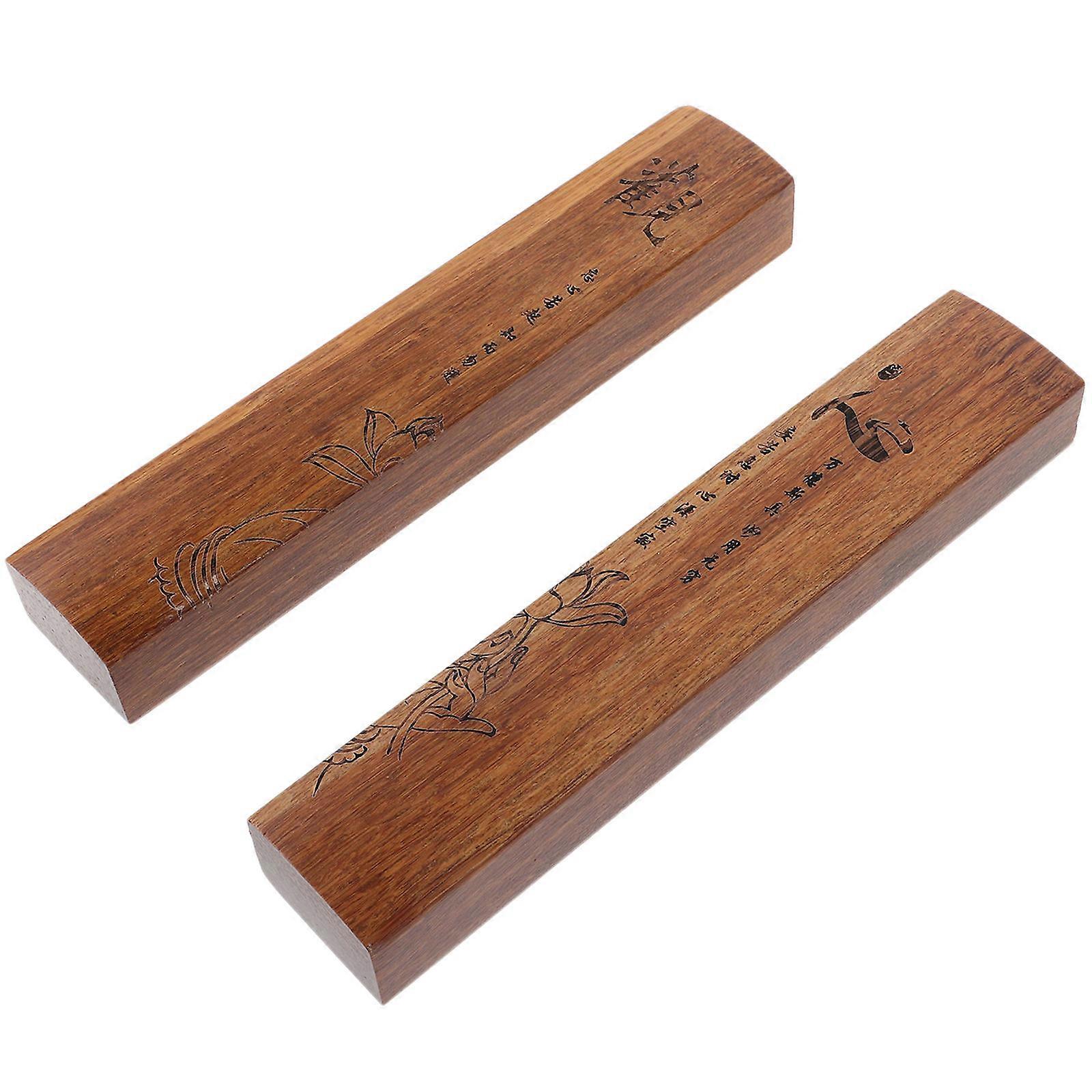 Wooden Calligraphy Paperweight Set Durable Writing and Painting Tool for Art Lovers, Elegant Desk Decoration for Calligraphy Practice