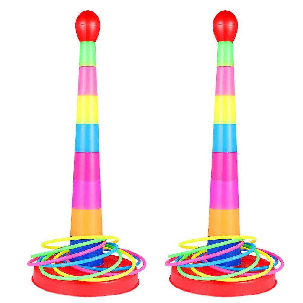Colorful Ring Toss Game   2 Sets Throwing Rings for Indoor & Outdoor Play to Improve Hand Eye Coordination and Color Recognition