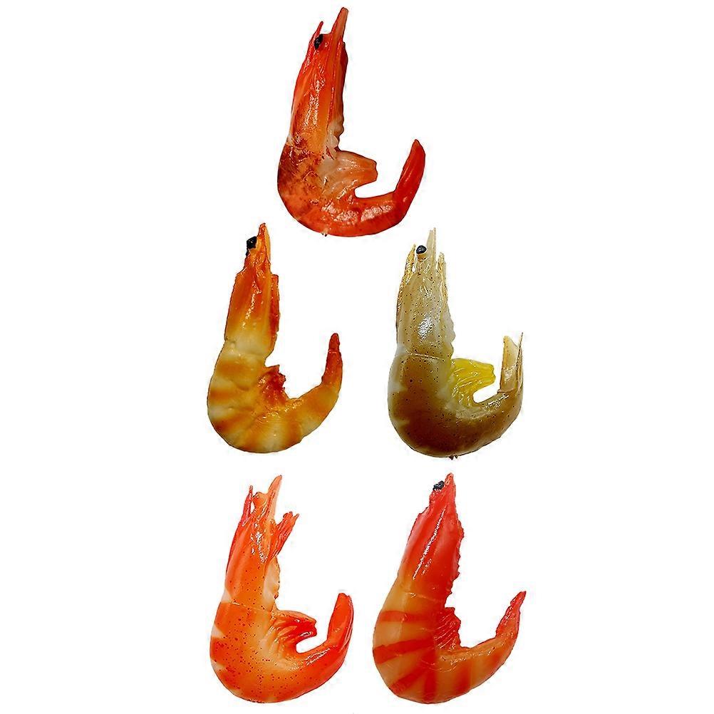 5PCS PVC Simulation Shrimp Models Educational Props for Photography Desktop Decoration Realistic Touch Corrosive Food Teaching Tools
