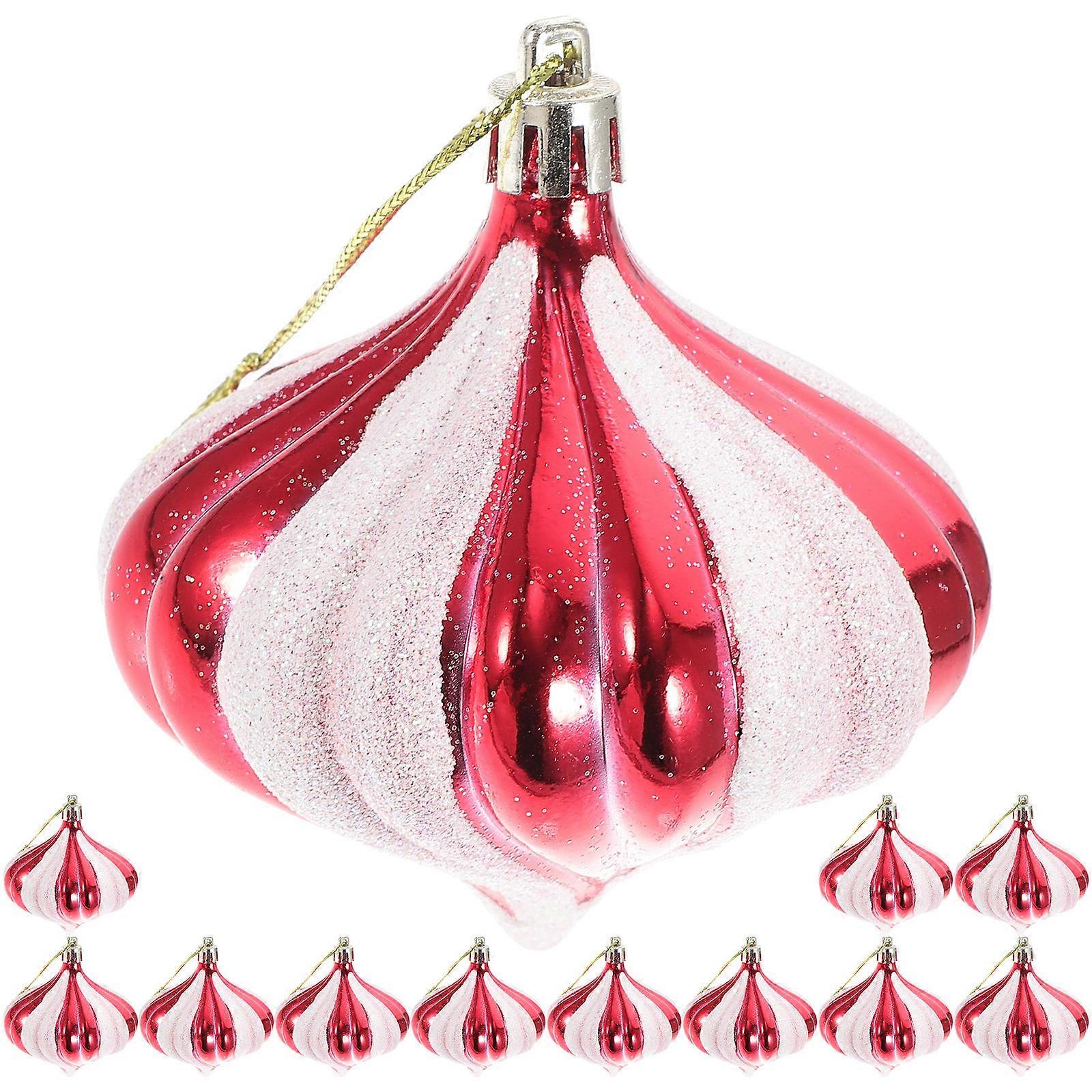 Christmas Tree Ball Ornaments Set 12Pcs Red Christmas Tree Accessories Festive Theme Hanging Decoration 8X7X7CM