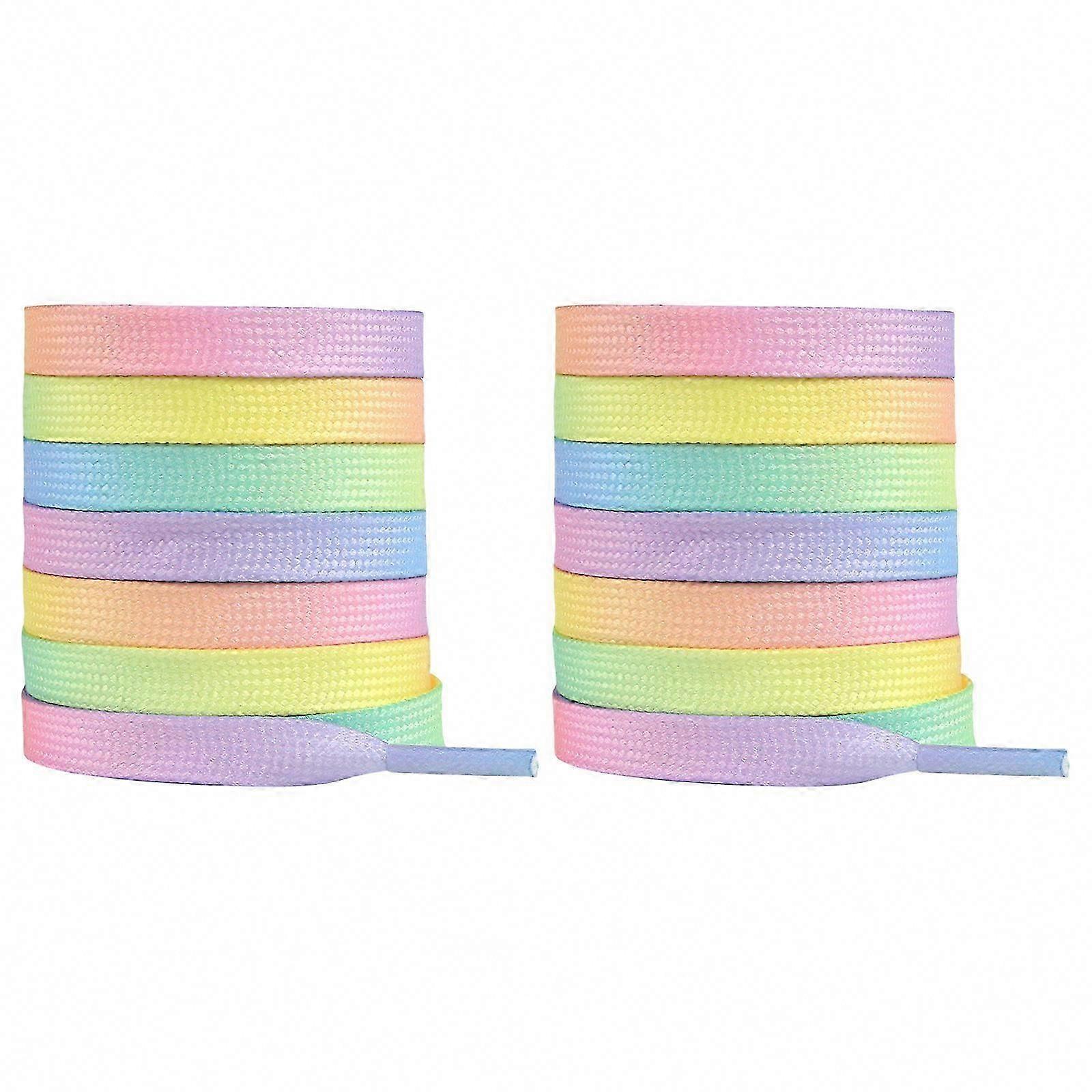 Flat Sneaker Shoelaces 0.9cm Wide Polyester Gradient Rainbow Laces for Casual and Sport Athletic Running Shoes Strings