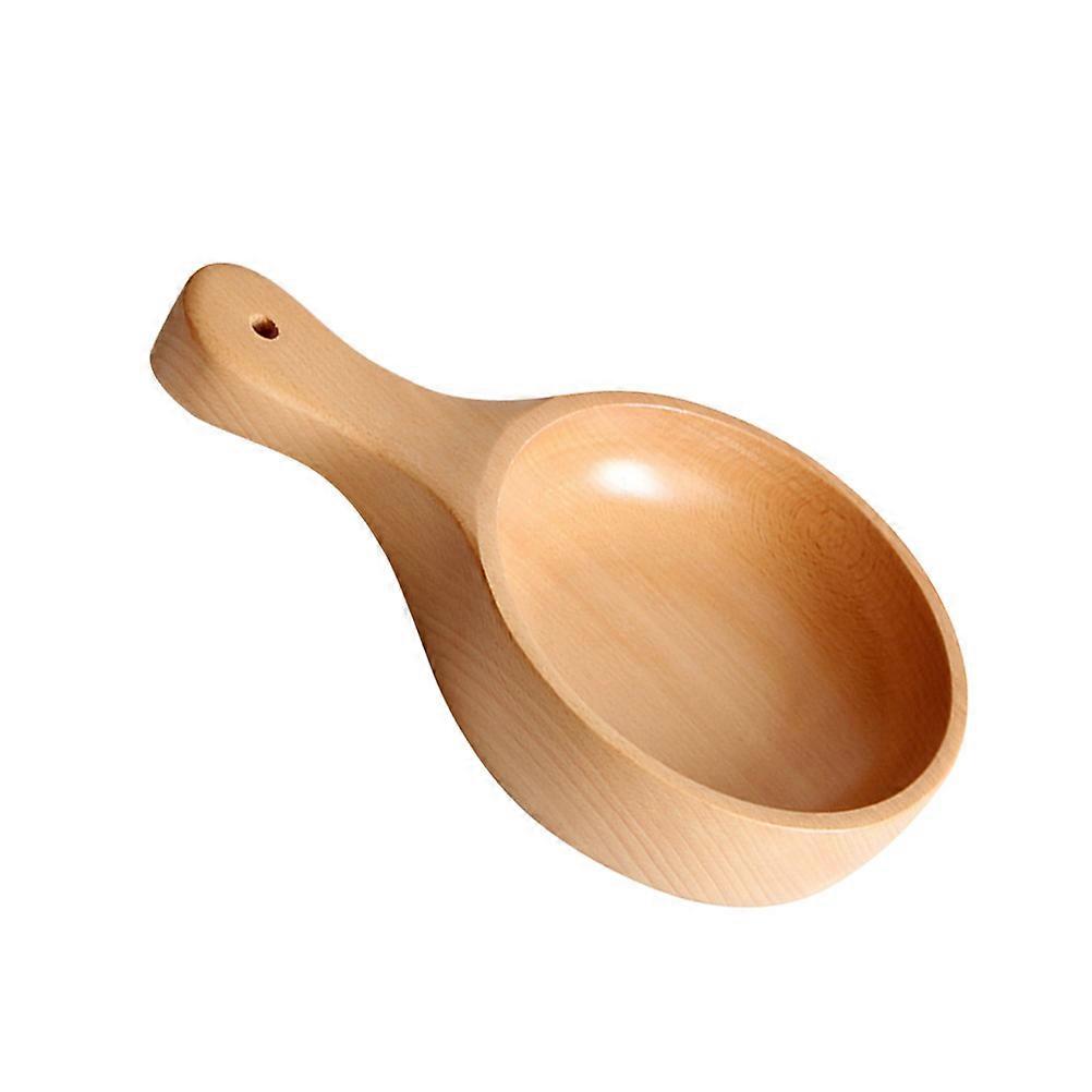 Khaki Wood Bowl with Convenient Handle for Holding Foods Multifunctional 7.87 Inches