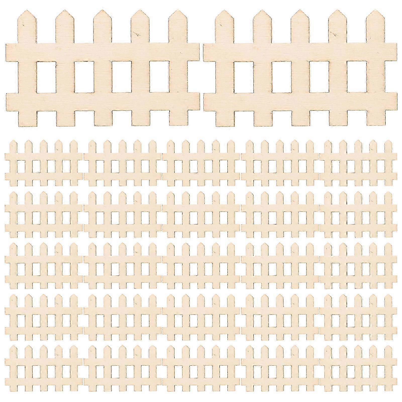 Mini Lawn Fence Miniature Wooden Picket Fence Gardeners Use 7.3x4.5cm 100Pack