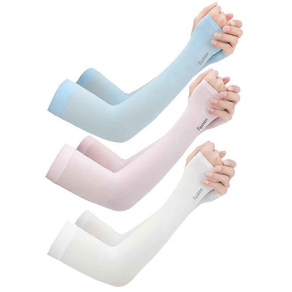 Breathable Ice Silk Cooling Arm Sleeves For Summer Outdoor Activities 4 Pair