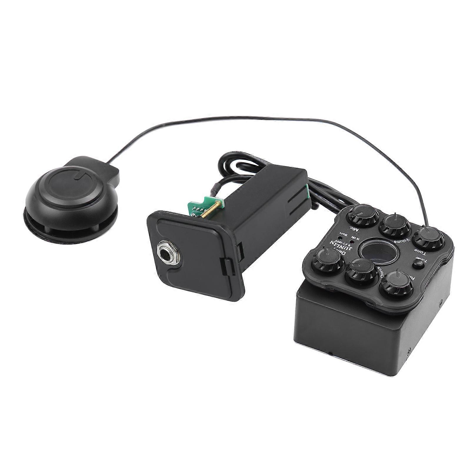 Acoustic Guitar Pickup Preamp System with LED Screen, High Sensitivity Resonance Pickups for Clear Sound Quality