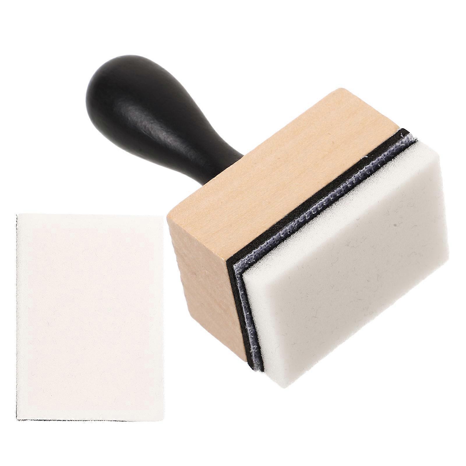 Small Label Maker with Wood and Sponge for Daily Use Khaki Color Two Flathead Sponges 2.5 x 2.5 inches