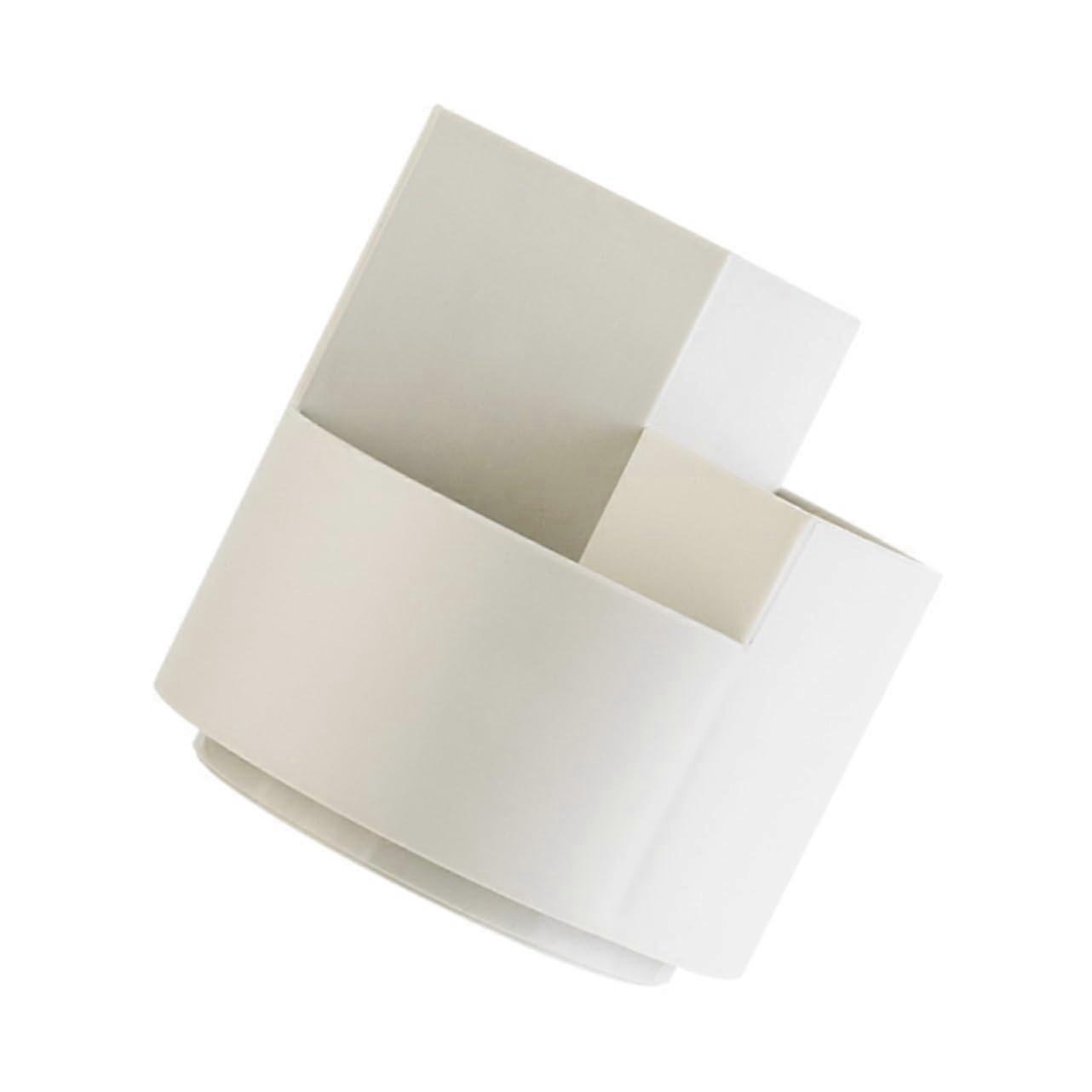 Rotatable Pen Holder With Multiple Compartments, Multifunctional Organizer For Pens, Pencils, Markers, And Scissors, Durable White Plastic